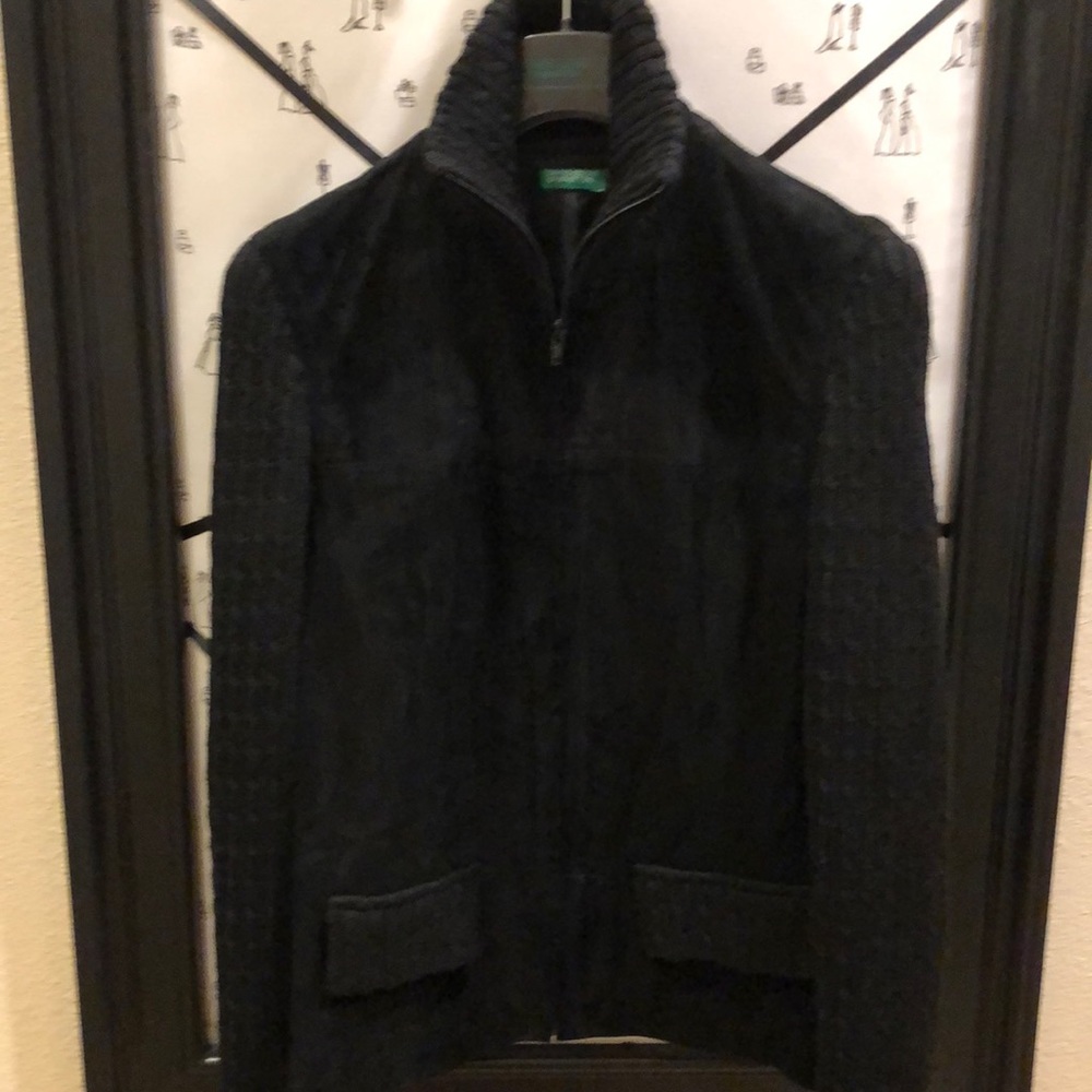 Benetton sweater suede short jacket